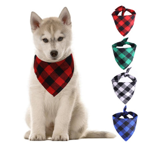 Plaid Pet Bibs Cotton Scarf